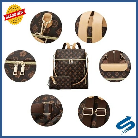 PU Leather Convertible Backpack Purse for Women - Travel Satchel Handbag